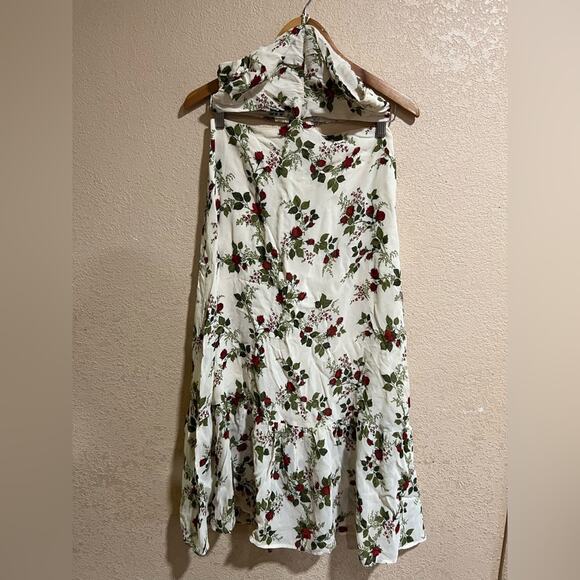 Reformation Riya floral rose flounce hemline midi dress 4 - Picture 6 of 6